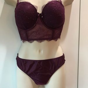 Victoria' Secret Bustier Bra & Panties in Elegant Wine Color